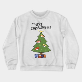 Merry Chrisushimas Tree Funny Sushi Lover Christmas Card Kawaii Cute Anime Food Crewneck Sweatshirt